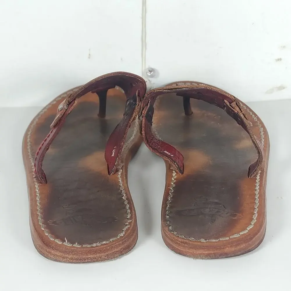 Freebird by Steven Women's Vallarta US8 Red Leather Moon Stars Thong Sandals
